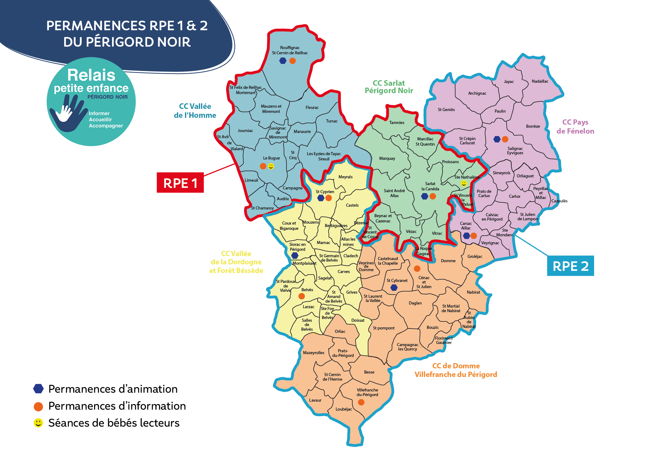 Carte du territoire du Relais Petite Enfance du Périgord Noir
